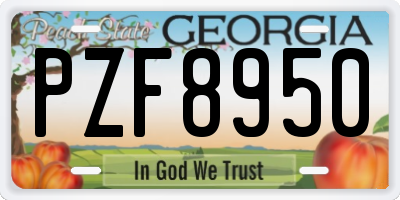 GA license plate PZF8950