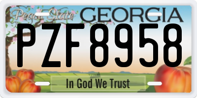 GA license plate PZF8958