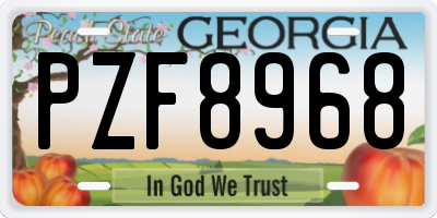 GA license plate PZF8968