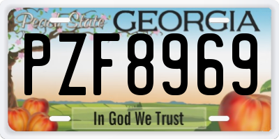 GA license plate PZF8969