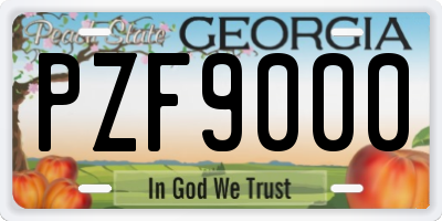 GA license plate PZF9000