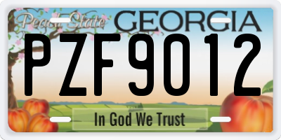 GA license plate PZF9012