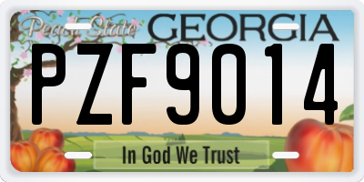 GA license plate PZF9014