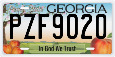GA license plate PZF9020