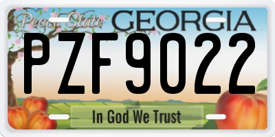 GA license plate PZF9022