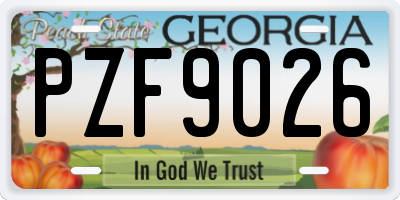 GA license plate PZF9026