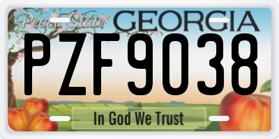GA license plate PZF9038