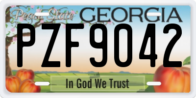 GA license plate PZF9042