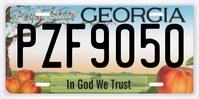 GA license plate PZF9050