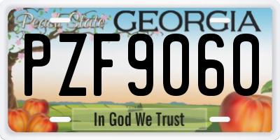 GA license plate PZF9060