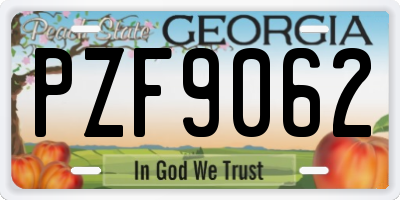 GA license plate PZF9062