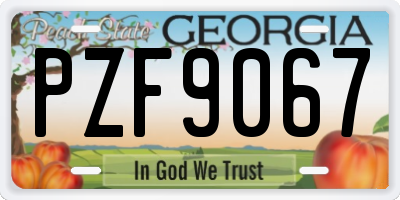 GA license plate PZF9067