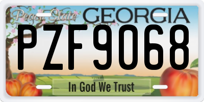 GA license plate PZF9068