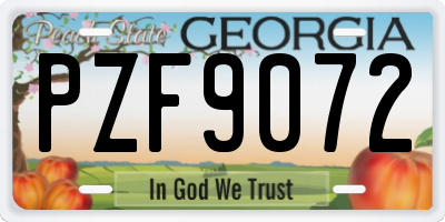 GA license plate PZF9072