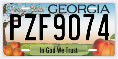 GA license plate PZF9074