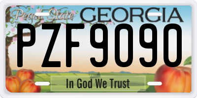 GA license plate PZF9090