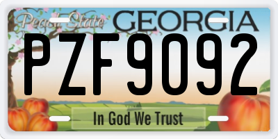 GA license plate PZF9092