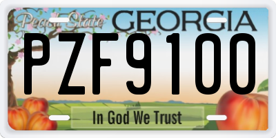 GA license plate PZF9100