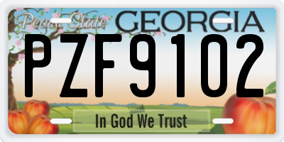 GA license plate PZF9102