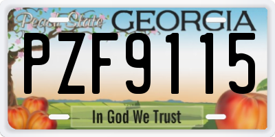 GA license plate PZF9115
