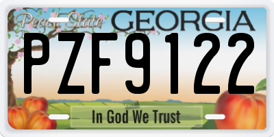 GA license plate PZF9122