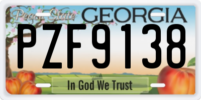 GA license plate PZF9138