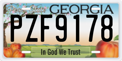 GA license plate PZF9178
