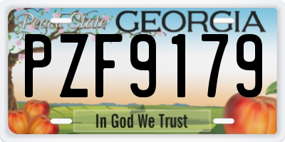 GA license plate PZF9179