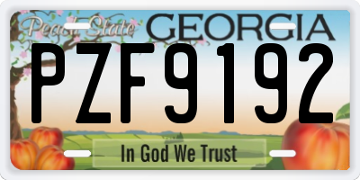 GA license plate PZF9192