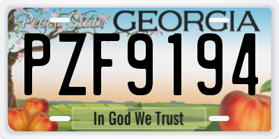 GA license plate PZF9194