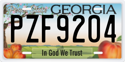 GA license plate PZF9204