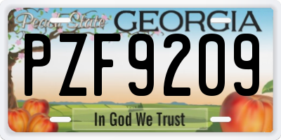 GA license plate PZF9209