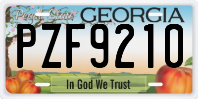 GA license plate PZF9210
