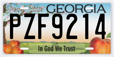 GA license plate PZF9214