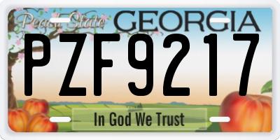 GA license plate PZF9217