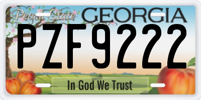 GA license plate PZF9222