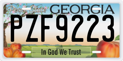GA license plate PZF9223