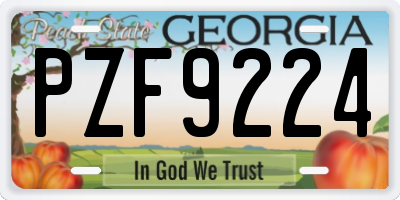 GA license plate PZF9224