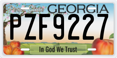 GA license plate PZF9227