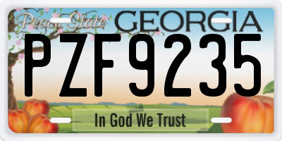 GA license plate PZF9235