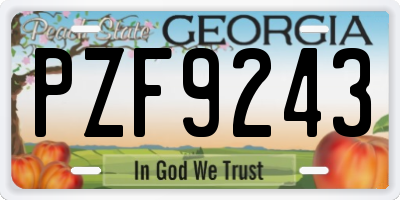 GA license plate PZF9243