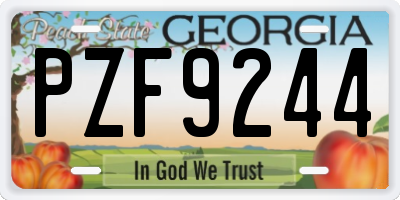GA license plate PZF9244