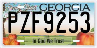 GA license plate PZF9253