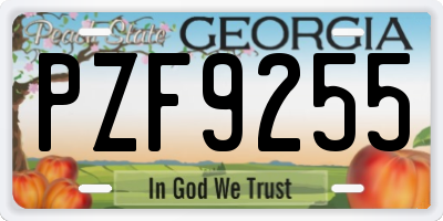GA license plate PZF9255