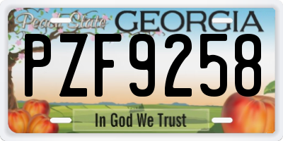 GA license plate PZF9258