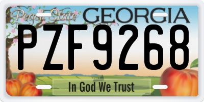 GA license plate PZF9268