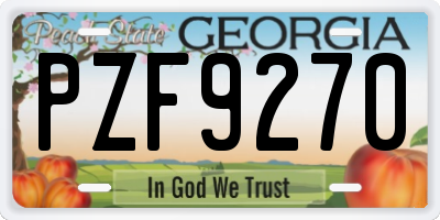 GA license plate PZF9270