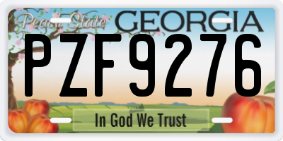 GA license plate PZF9276