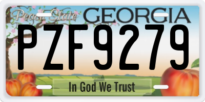 GA license plate PZF9279