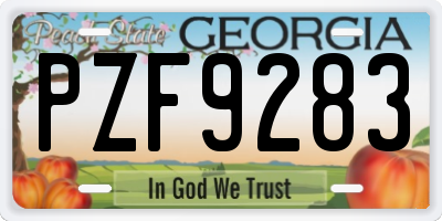 GA license plate PZF9283